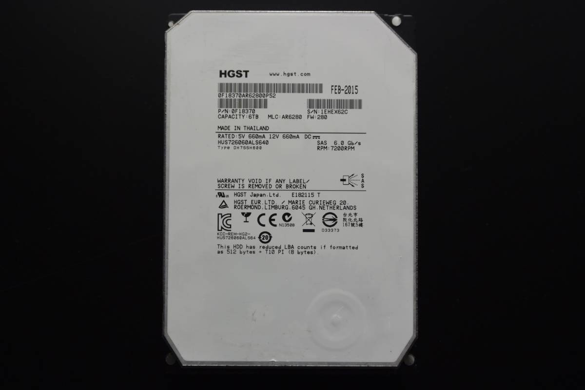 HGST HUS726060ALS640 6TB 7200rpm SAS HDD 3.5インチ Ultrastar He6 ヘリウム -9_画像1