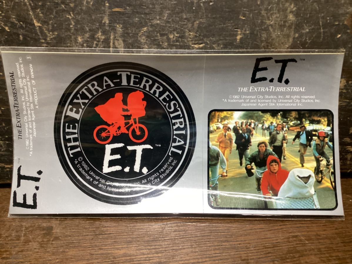 Vintage【 映画 ET 】ステッカー&カード set ① 新品 経年保管品 検)昭和レトロ 当時物 80’s E.T. OLD BMXの画像2