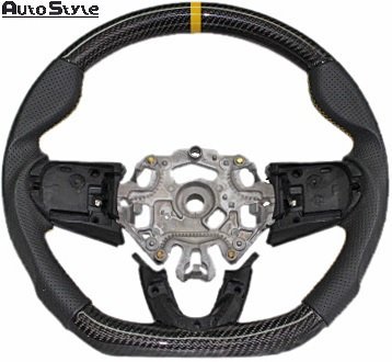 [M\'s]F55 BMW Mini 5-door 5D (2013y-) Auto Style 3 spoke carbon punching leather combination steering gear steering wheel yellow ST/SM attaching 206030