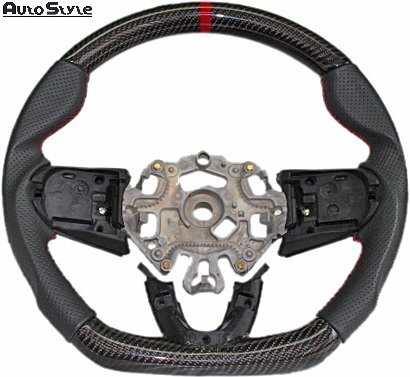 [M\'s]F57 Mini convertible 2013y- Auto Style 3 spoke carbon punching leather combination steering gear steering wheel red ST/SM attaching 206027