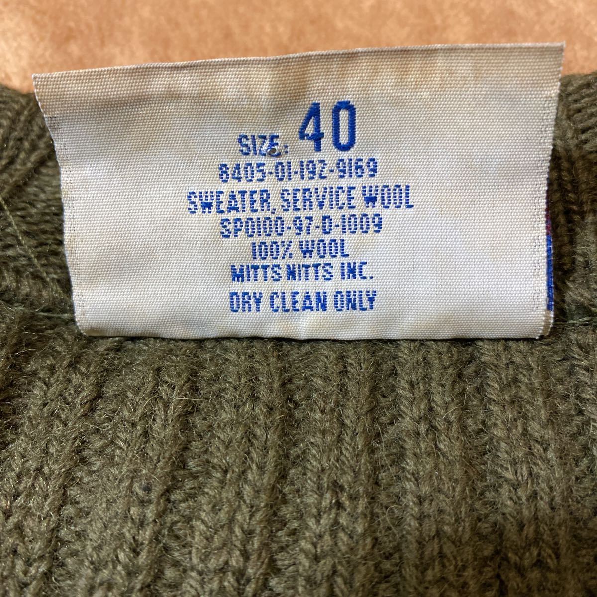USED 米軍 DSCP社製 コマンドセーター オリーブグリーン系 サイズ40 古着_画像8