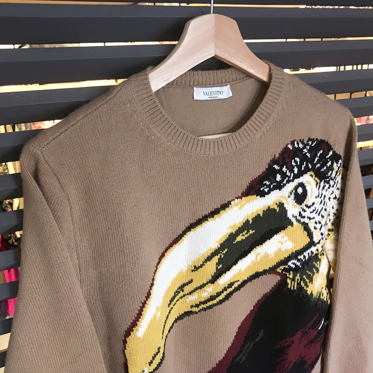 [ unused ] Valentino oo is si pattern long sleeve crew neck knitted Camel RV3KC00LWTX wool cashmere #XS bird 09746
