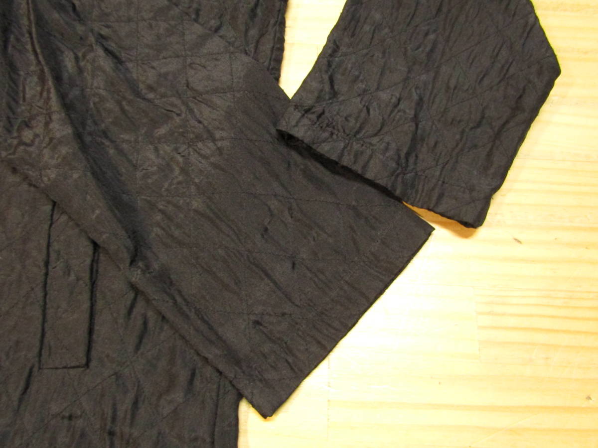 Y送料無料 191【maison de soil メゾンドソイル】QUITED SILK PRINT シルク クルーネック キルティング コート ブラック SIZE Ⅰ