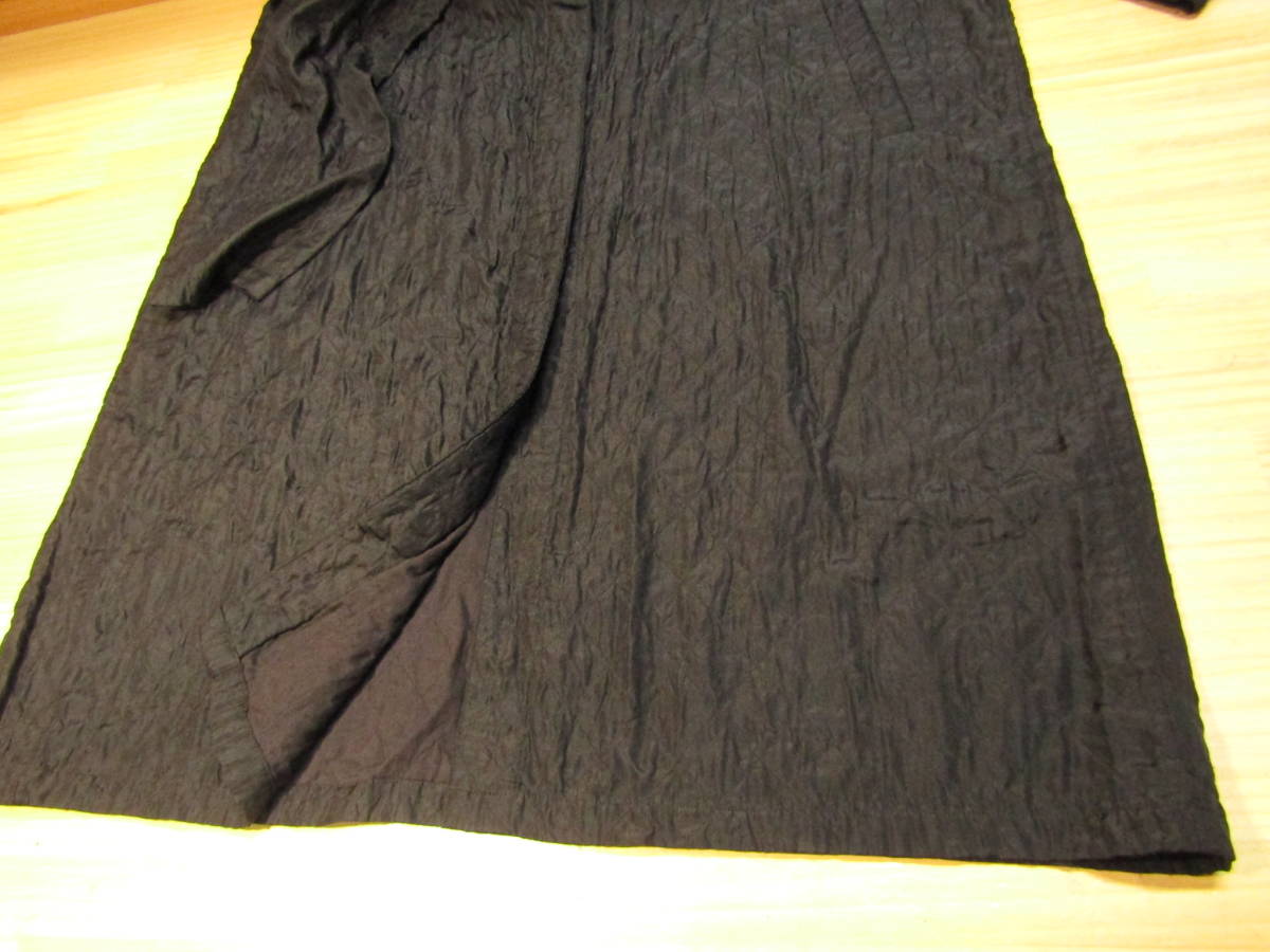 Y送料無料 191【maison de soil メゾンドソイル】QUITED SILK PRINT シルク クルーネック キルティング コート ブラック SIZE Ⅰ
