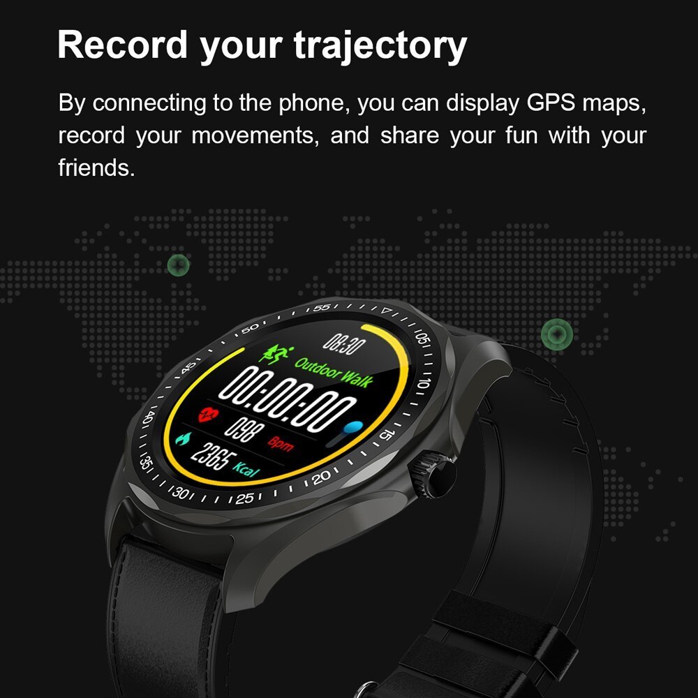 【送料無料・ブラック】S09スマート腕時計 IP68防水 男心拍数モニター 血圧フィットネストラッカー GPS マップスマートウォッチ_画像4