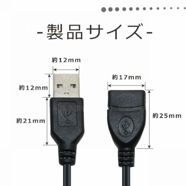 送料無料 USB2.0 延長ケーブル 1.5m USB2.0Aタイプ(オス)-USB2.0Aタイプ(メス) 高品質 キーボードやマウス・ハードディスクのUSBケーブル_画像3