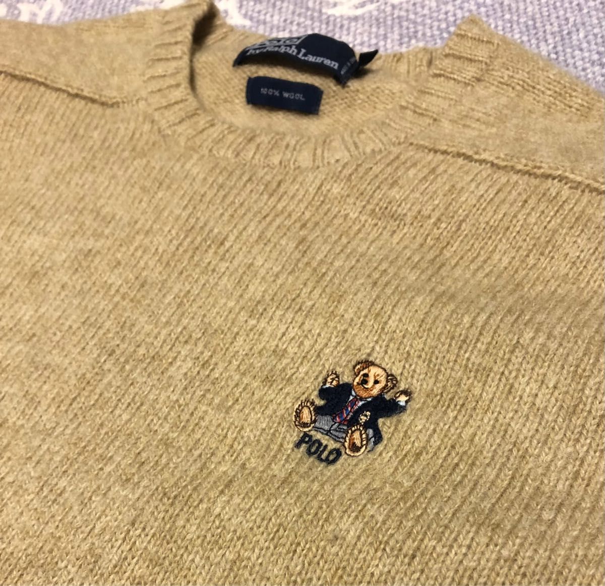 美品】ラルフローレン ポロベアワンポイント刺繍ニットセーター 美品】ラルフローレン ポロベアワンポイント刺繍ニットセーター