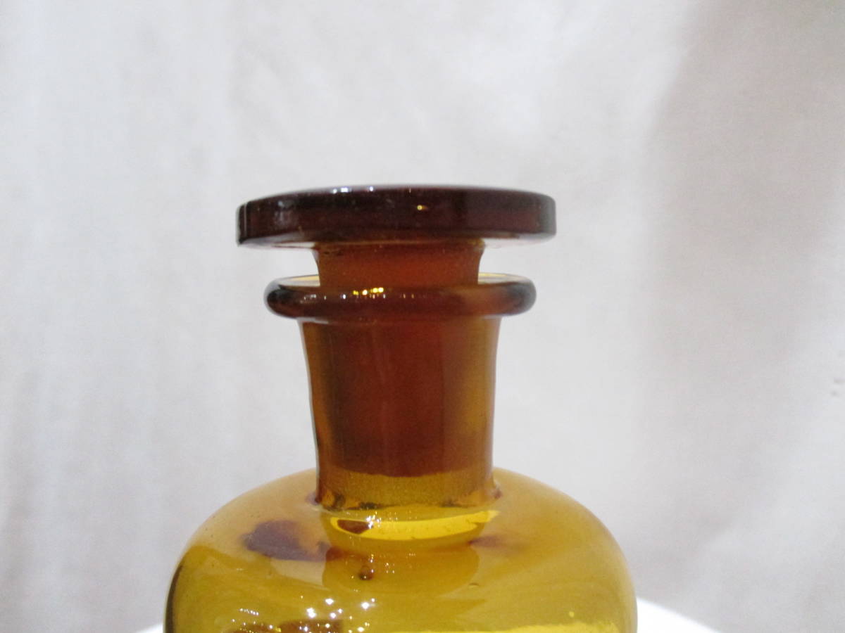 antique Vintege France Dye Perfume bottle glass アンティーク 総ガラス 染料 香料 香水 ボトル 瓶 ハンドメイド フランス製_画像8