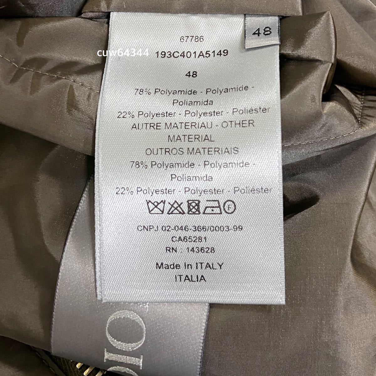国内正規品 21AW 48 XL対応 未使用同様 ディオール オブリーク ナイロンブルゾン ハーフコート レシート・ 純正ハンガー・ガーメント・タグ_画像5