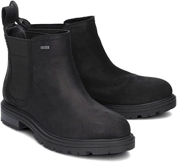 送料無料 Clarks 24.5cm チェルシー ブーツ GTX ゴアテック 防水 レザー ブラック サイドゴア ワーク パンプス スニーカー AAA1112