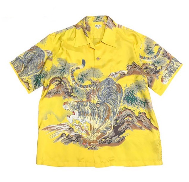 新品　SUN SURF　M　SASATORA　SS20222　和柄　アロハシャツ　サンサーフ　スペシャル　Hawaiian shirt　笹虎　シルク　絹　日本画　TIGRE_画像1