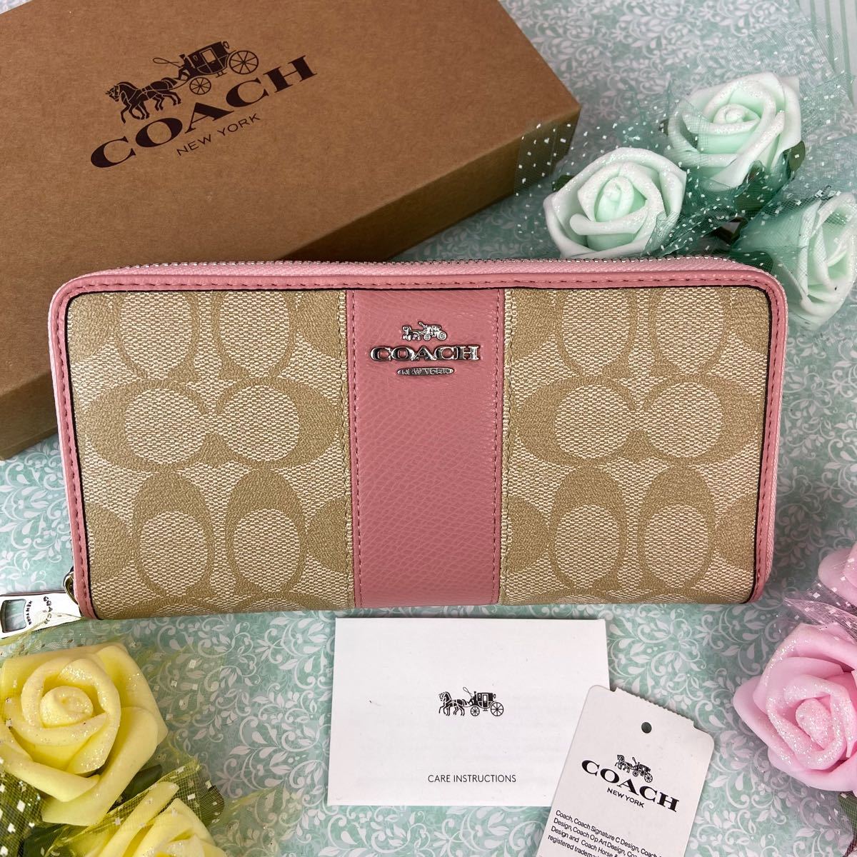 COACH ピンク ベージュ シグネチャー 長財布 Yahoo!フリマ（旧）-