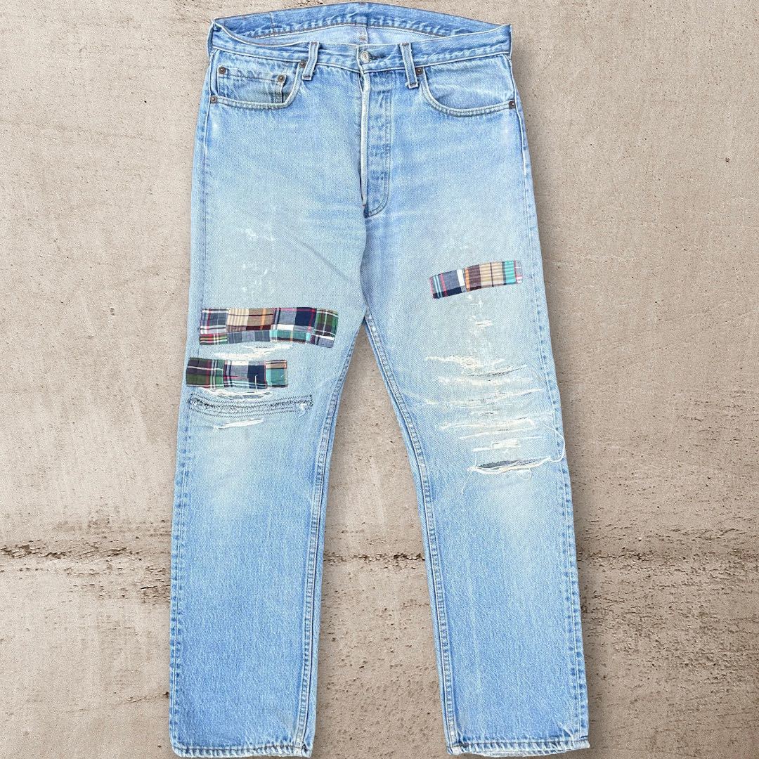 【ボロの美学】 80s Levi's 501 リーバイス501 ヴィンテージ デニム ジーンズ ジーパン ストレート リメイク カスタム ビンテージ ダメージ