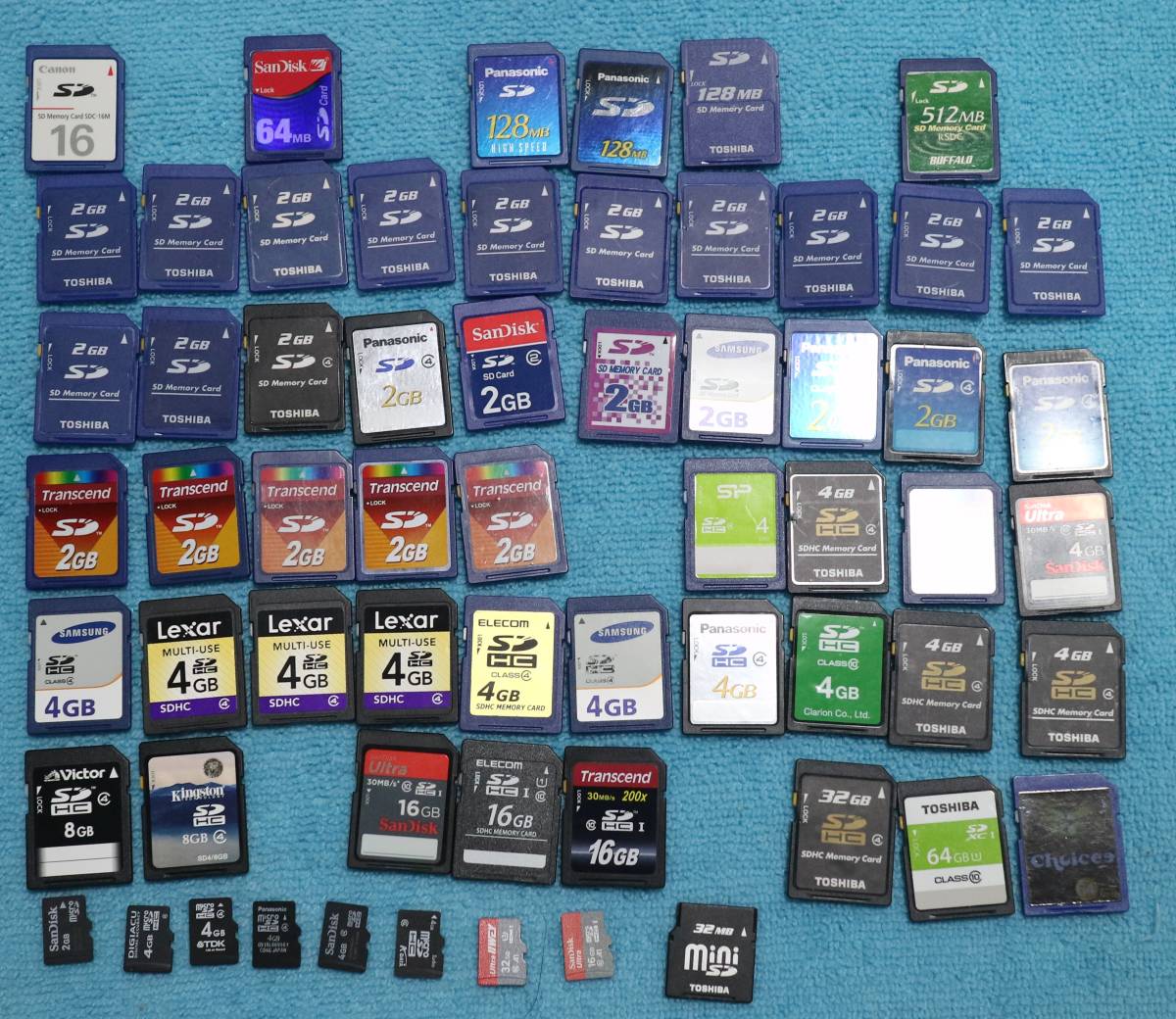 SDカード計62枚 種類いろいろまとめ売り品 SDメモリー
