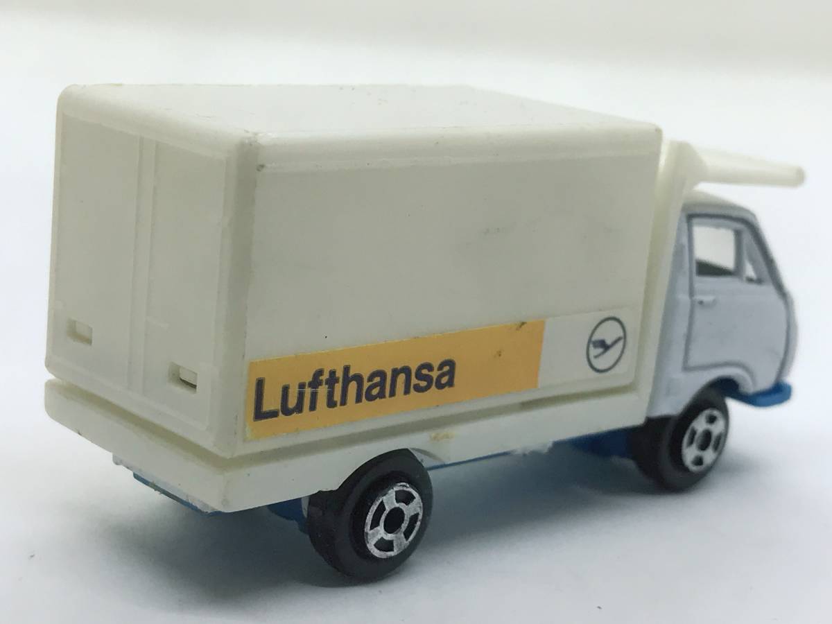 さB5★トミカサイズミニカー WELLY ウェリー Lufthansa ドイツ ルフトハンザ 空港貨物リフター車 トヨタ ハイエース トラック 全長71mm_画像2
