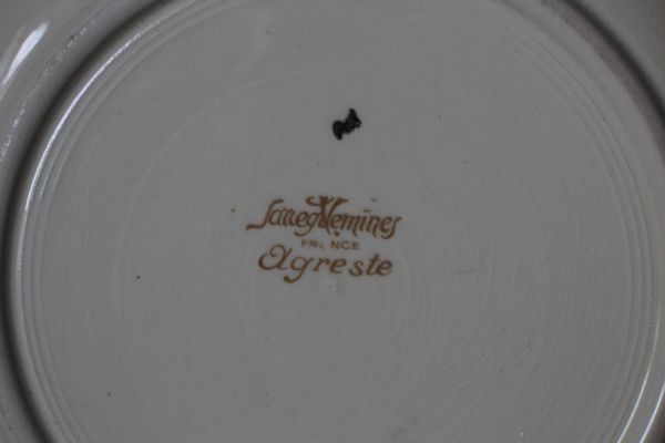 フランス アンティーク サルグミンヌ AGRESTE 古い陶器のスープ皿 野草 