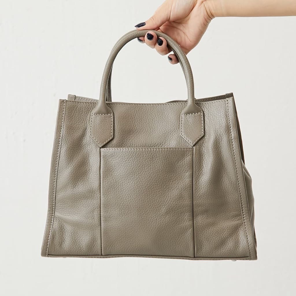  unused 22AW ear PAPILLONNERiapapiyone solid pocket tote bag leather shoulder bag Mini bag gray 2AWY regular price 2 ten thousand jpy 