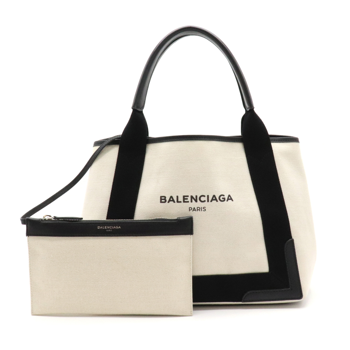 BALENCIAGA バレンシアガ ネイビーカバ S ロゴ トートバッグ