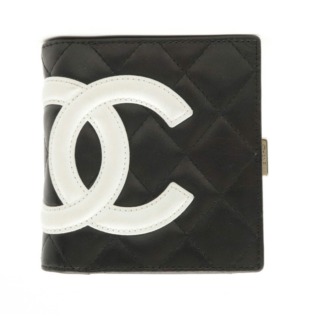 CHANEL シャネル 二つ折り財布 カーフ ブラック - 通販 - guianegro.com.br