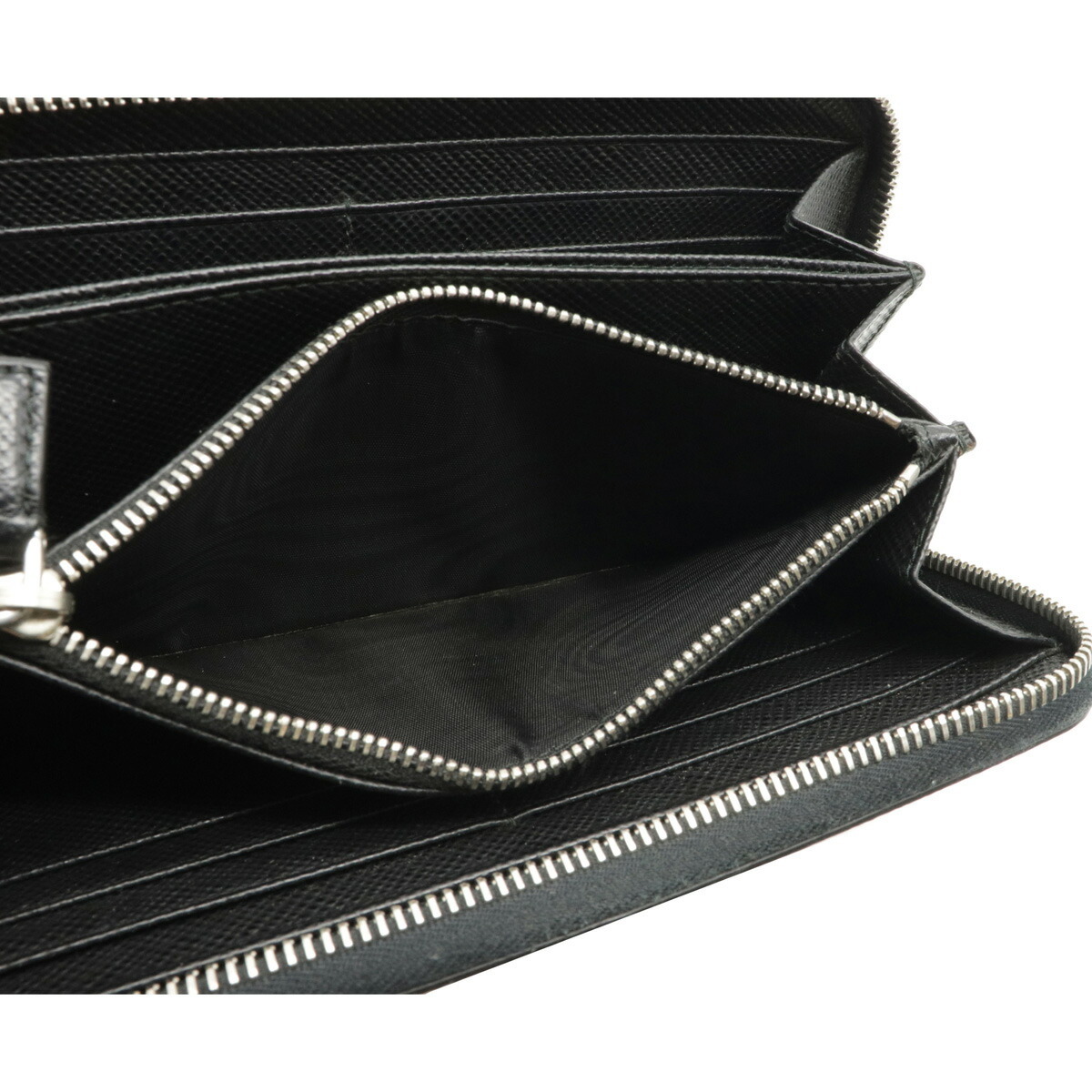 PRADA プラダ SAFFIANO ストライプ ライン ラウンドファスナー 長財布
