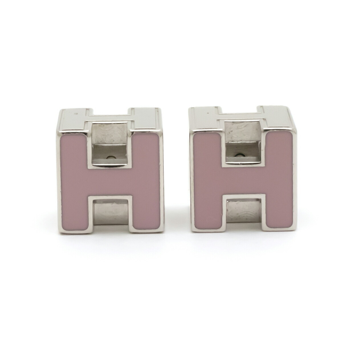 HERMES エルメス カージュドアッシュ Hキューブ Hロゴ ピアス ピンク