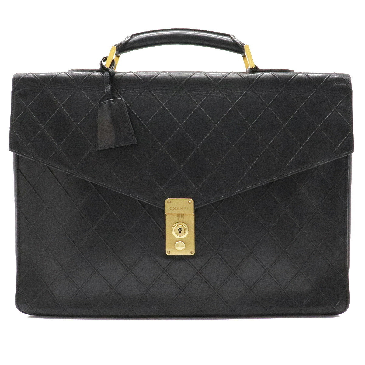 高評価! CHANEL シャネル マトラッセ ビジネスバッグ 書類カバン ブリーフケース ハンドバッグ レザー 黒 ブラック ブリーフケース、書類かばん