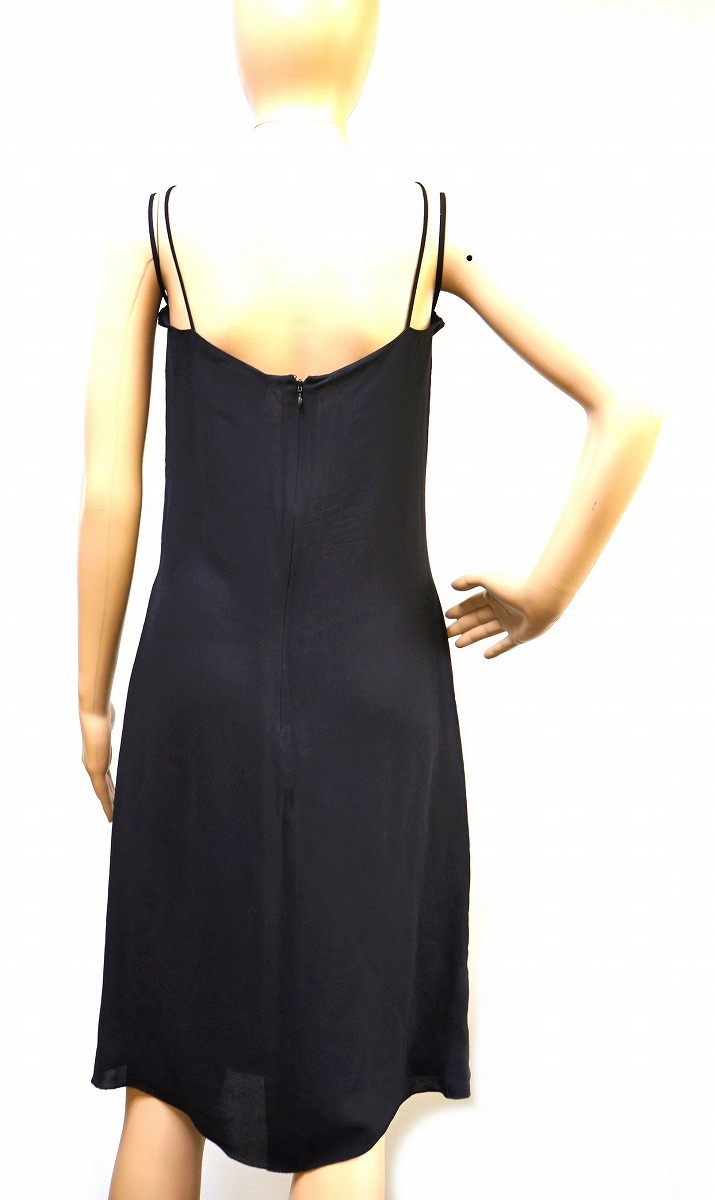 CHANEL Chanel long dress lady's camisole top and bottom set here Mark button silk silk 100% black black 