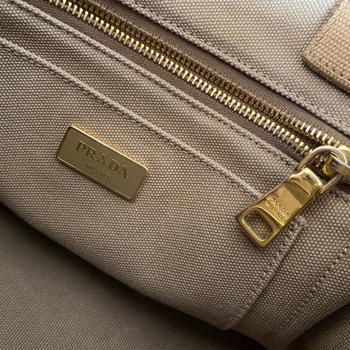 PRADA プラダ カナパMサイズ ベージュ ショルダーストラップ付き