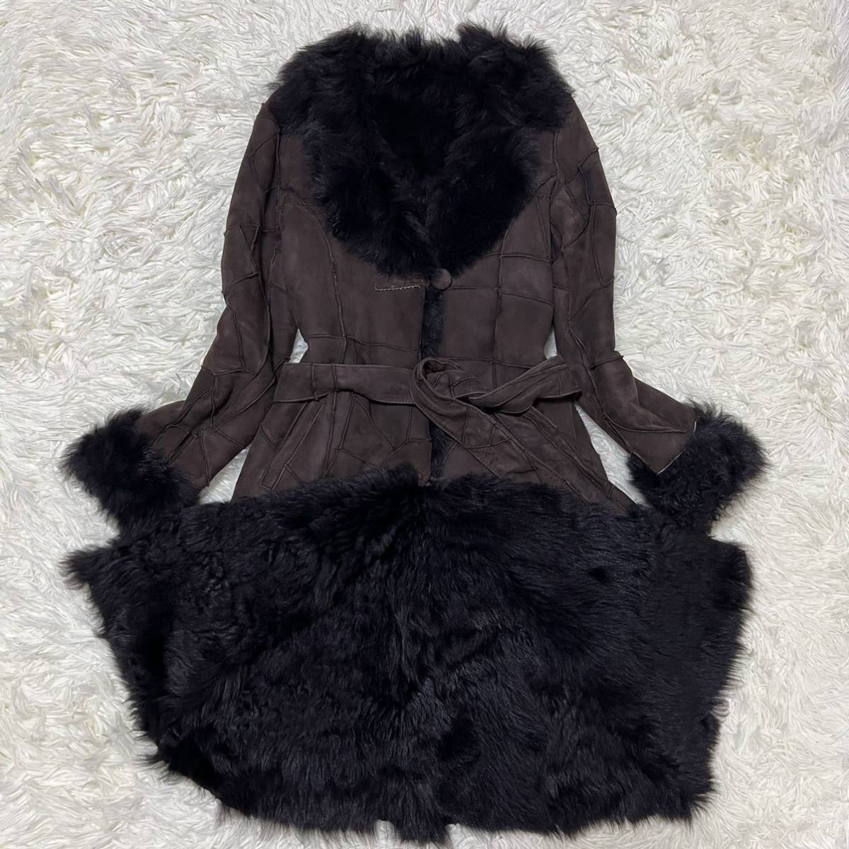 美品】ethique エティック ムートンコート ロングコート ロング丈