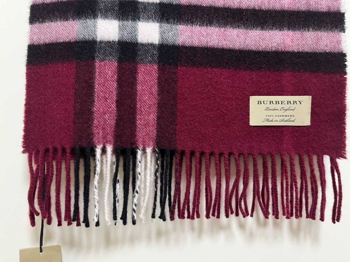 BURBERRY バーバリー マフラー カシミア100％ タグ付き未使用品 プラム