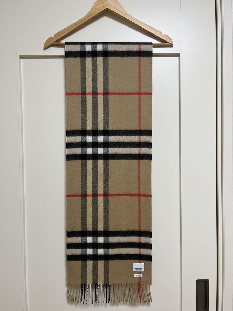 BURBERRY バーバリー マフラー カシミア100% ベージュ 未使用に近い-