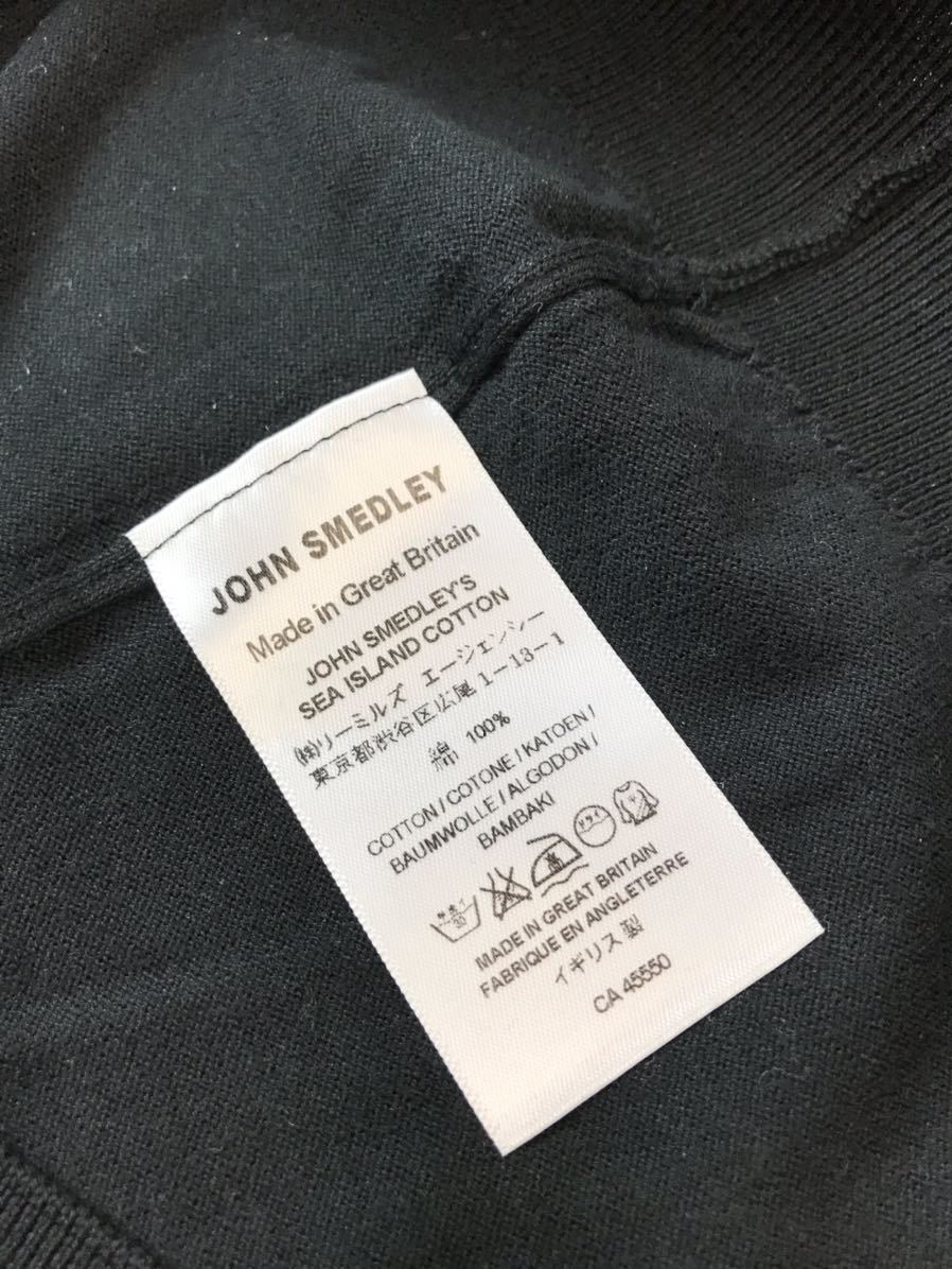 (D) 英国製 JOHN SMEDLEY ジョンスメドレー コットン ニット M ブラック セーター 送料250円_画像4