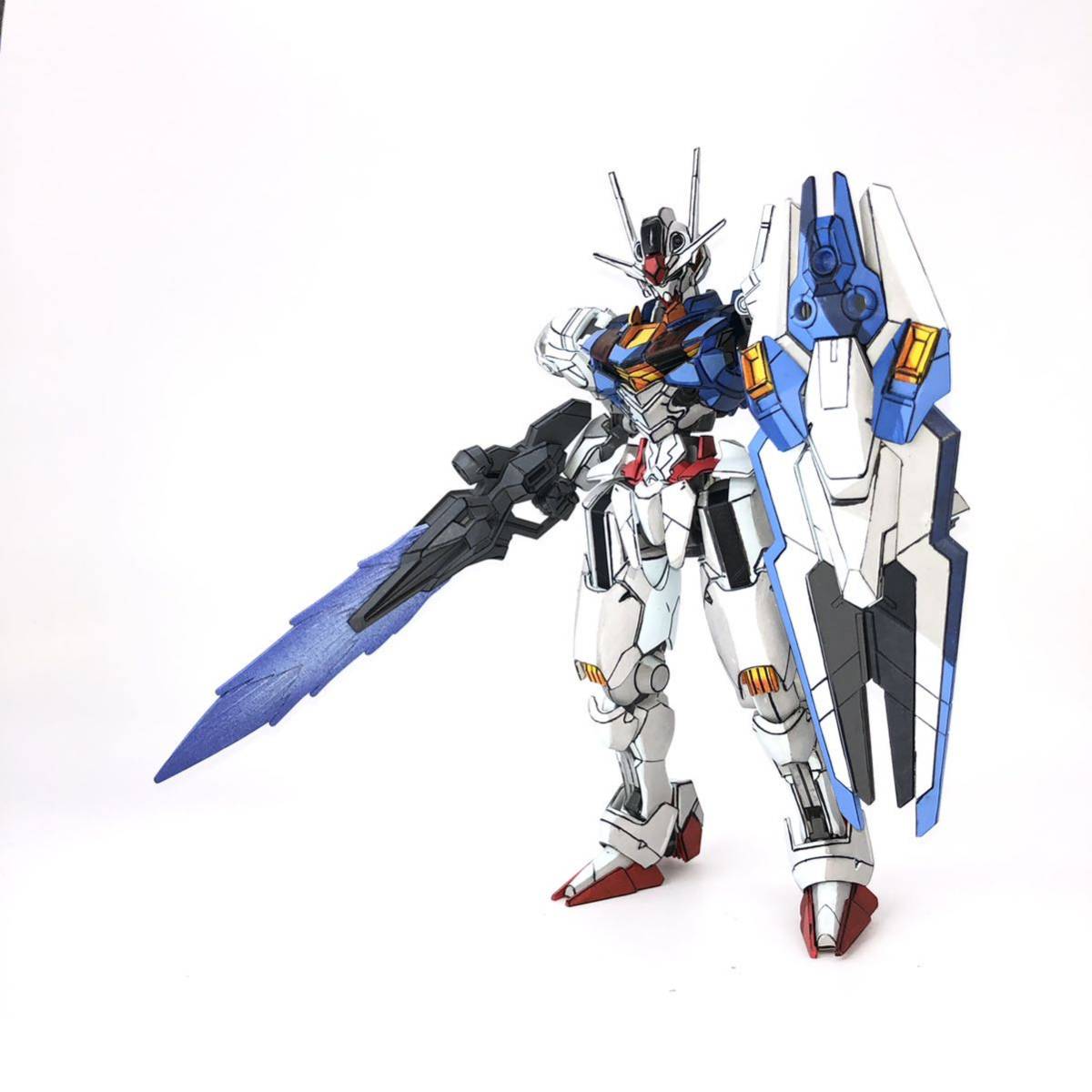 アニメ塗り】HG ガンダムエアリアル 水星の魔女 イラスト風模型 アニメ塗り】HG ガンダムエアリアル 水星の魔女 イラスト風模型