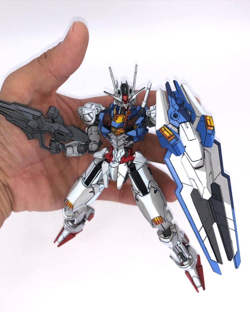 アニメ塗り】HG ガンダムエアリアル 水星の魔女 イラスト風模型 アニメ塗り】HG ガンダムエアリアル 水星の魔女 イラスト風模型