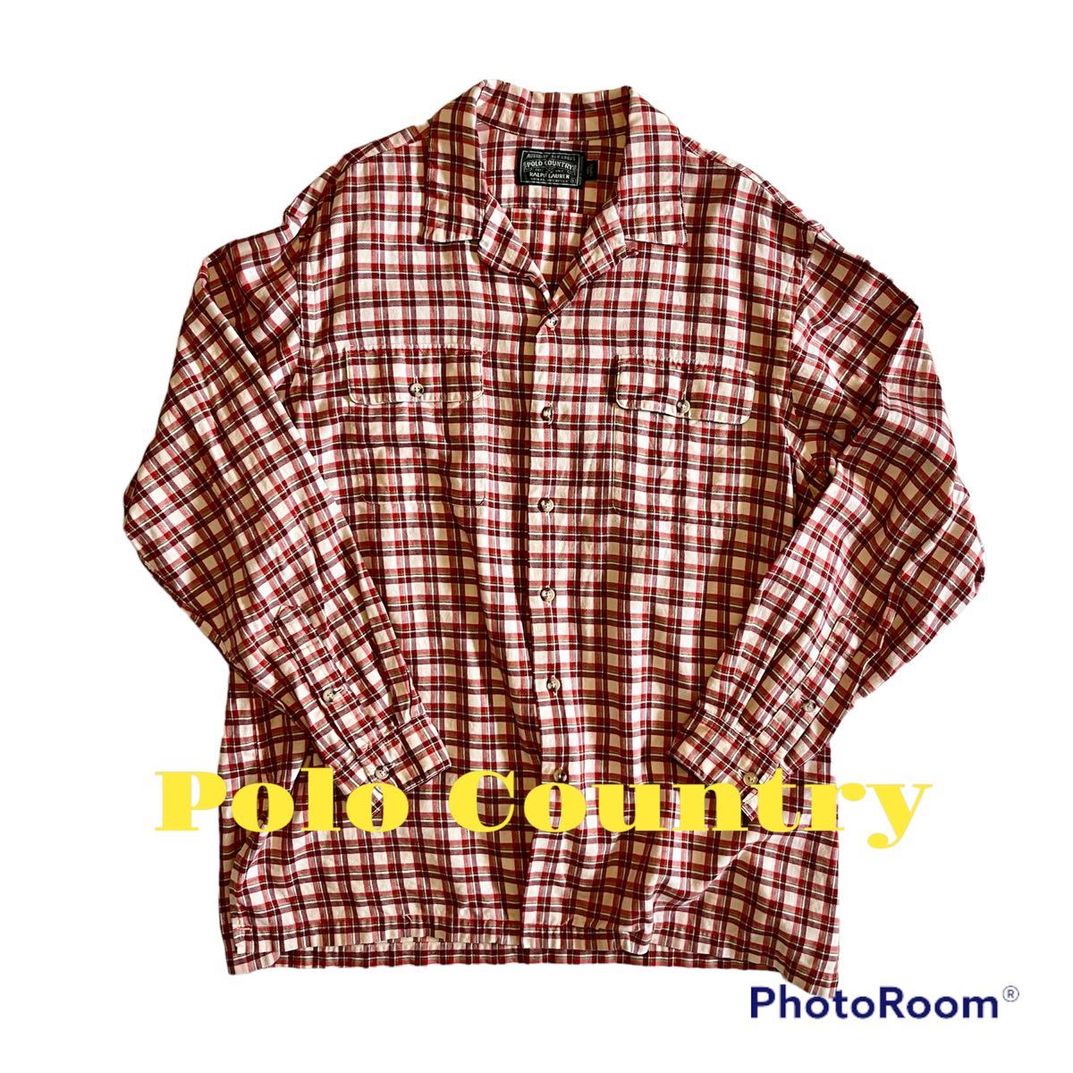 10％OFF】 [ポロカントリー]90年代オープンカラーフランネルシャツ