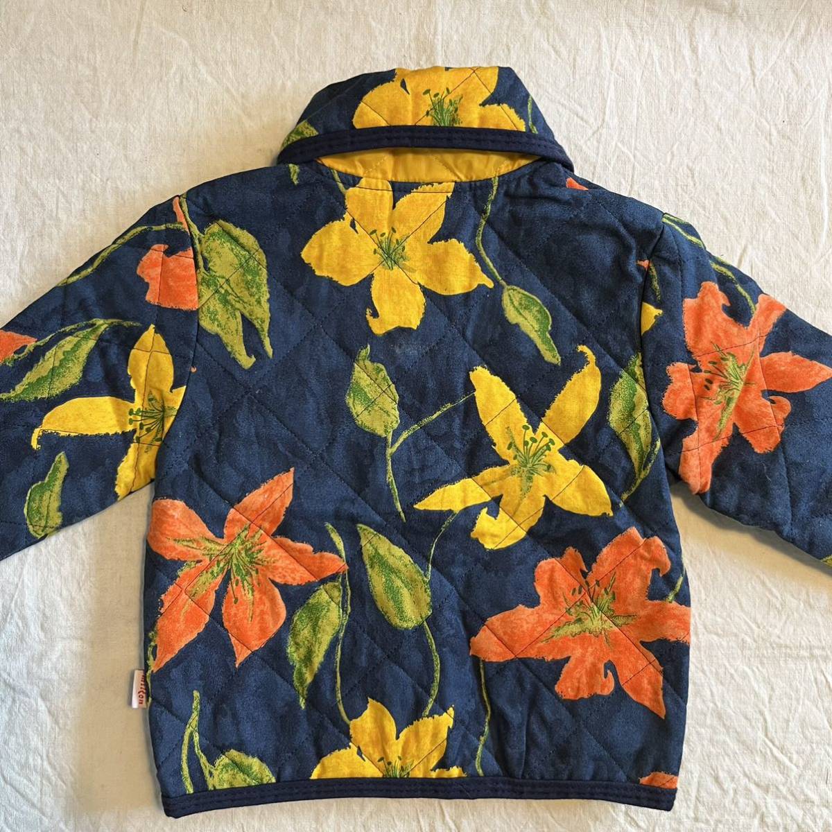 [アメリカ古着子供服]80-90年代キルティングジャケット花柄ハイビスカスキッズヴィンテージ