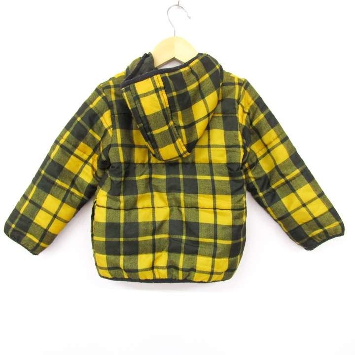  Junk store check pattern cotton inside jacket with a hood jumper for boy 110 size yellow black Kids child clothes JUNK STORE