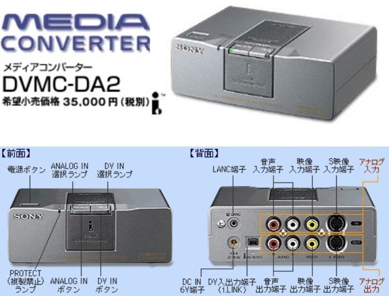 ビデオのパソコン編集にSONYデジタルコンバータ送料無料24