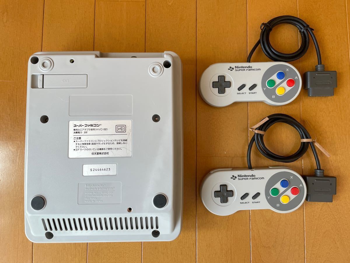 【分解洗浄・コンデンサ交換済】スーパーファミコン中期型モデル+コントローラー２個セット②