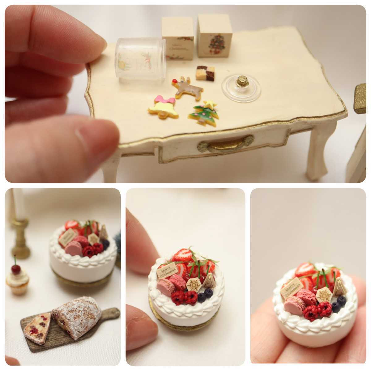 chi-yu ミニチュアドールハウス ミニチュア　ドールハウス　ハンドメイド　miniature dollhouse クリスマスセット(生クリームケーキ)_画像9