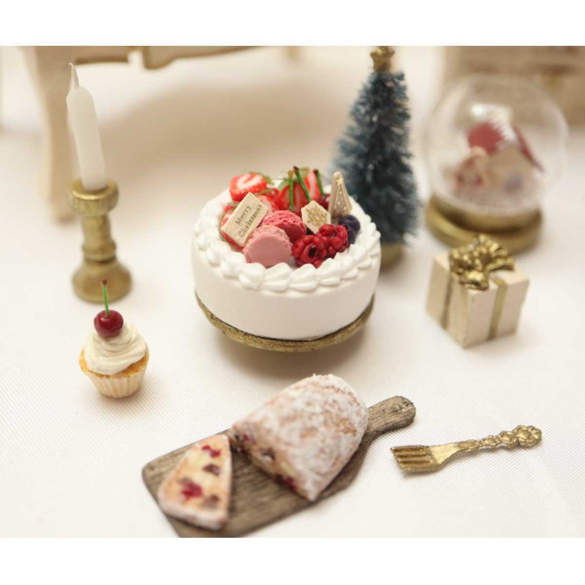 chi-yu ミニチュアドールハウス ミニチュア　ドールハウス　ハンドメイド　miniature dollhouse クリスマスセット(生クリームケーキ)_画像6