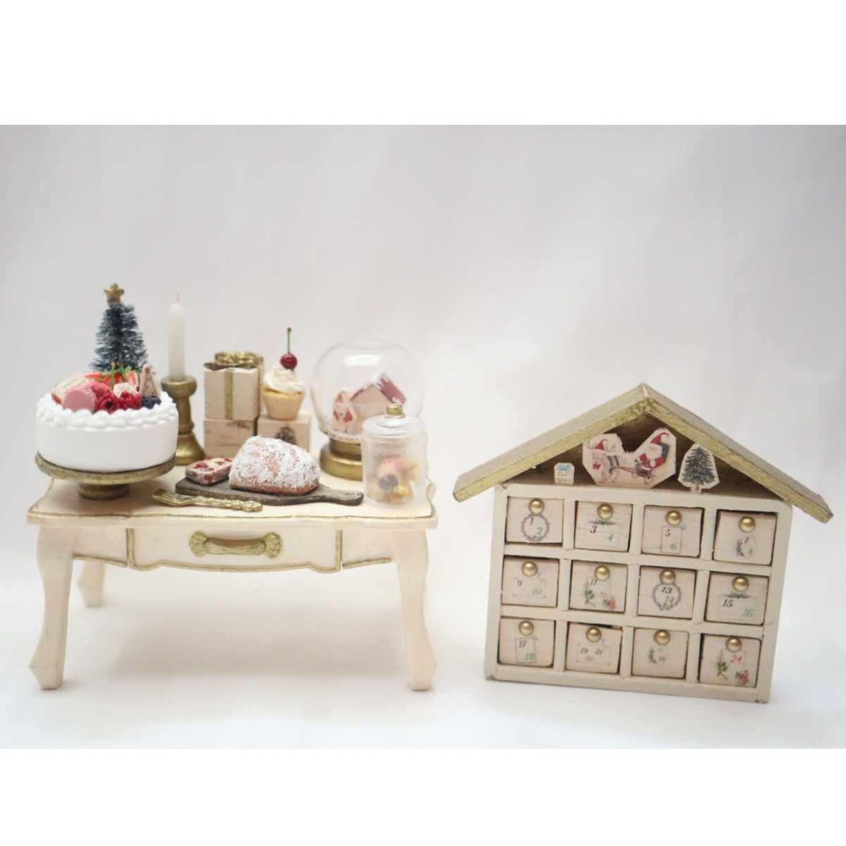 chi-yu ミニチュアドールハウス ミニチュア　ドールハウス　ハンドメイド　miniature dollhouse クリスマスセット(生クリームケーキ)_画像1