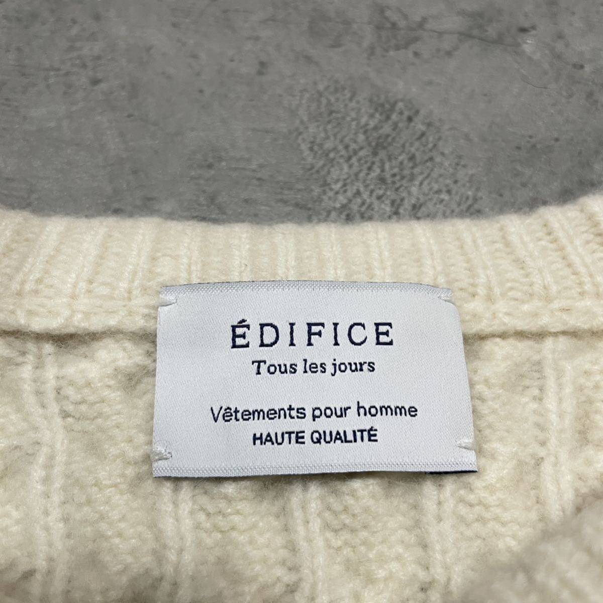 EDIFICE エディフィス ニット セーター ケーブルニット ベイクルーズ クールネック レディース サイズ46 M相当 ウール シルク 玉FL2038_画像8