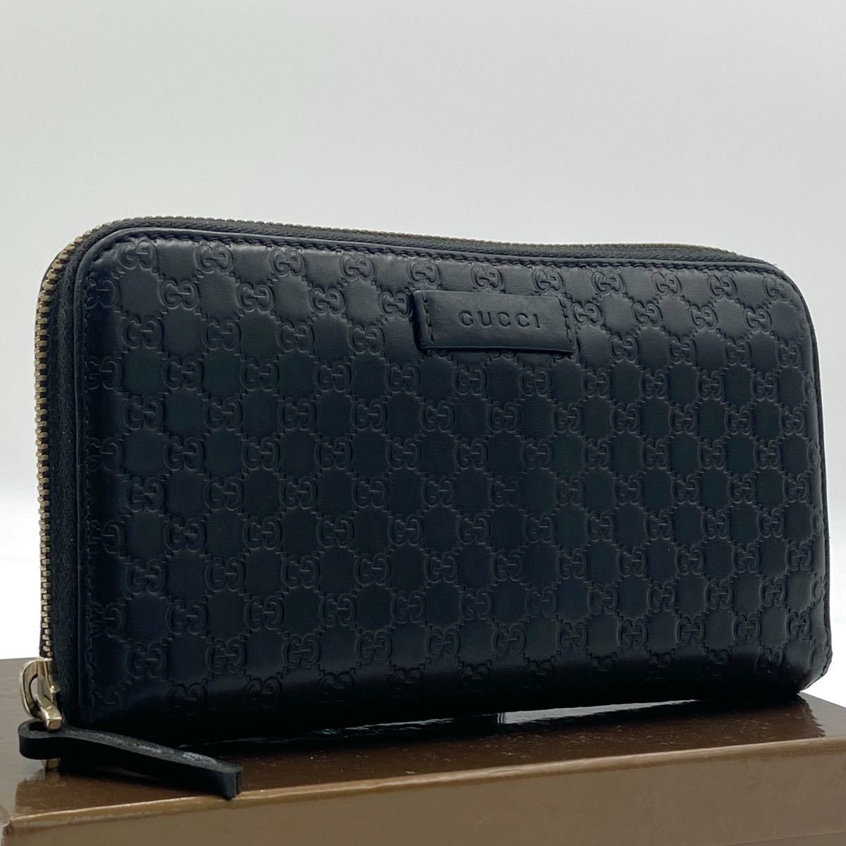 1円【極美品】GUCCI グッチ 長財布 ラウンドファスナー メンズ