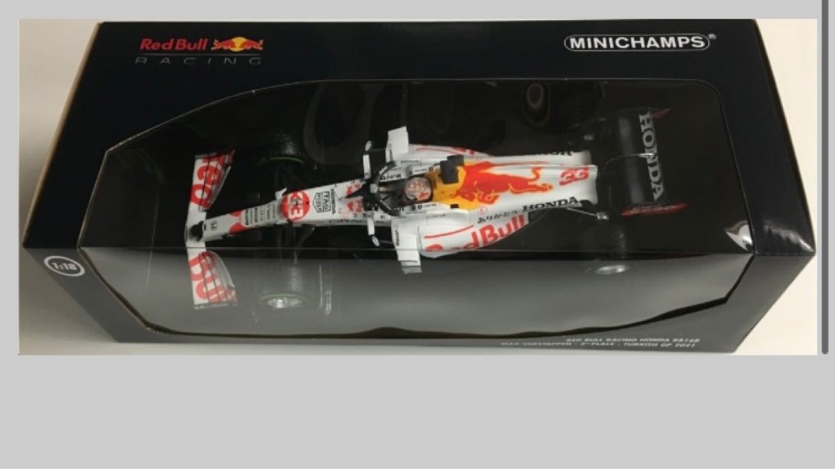 新品未開封 ミニチャンプス 1/18 レッドブル ホンダ RB16B フェルスタッペン トルコGP 2021 ありがとうカラー 