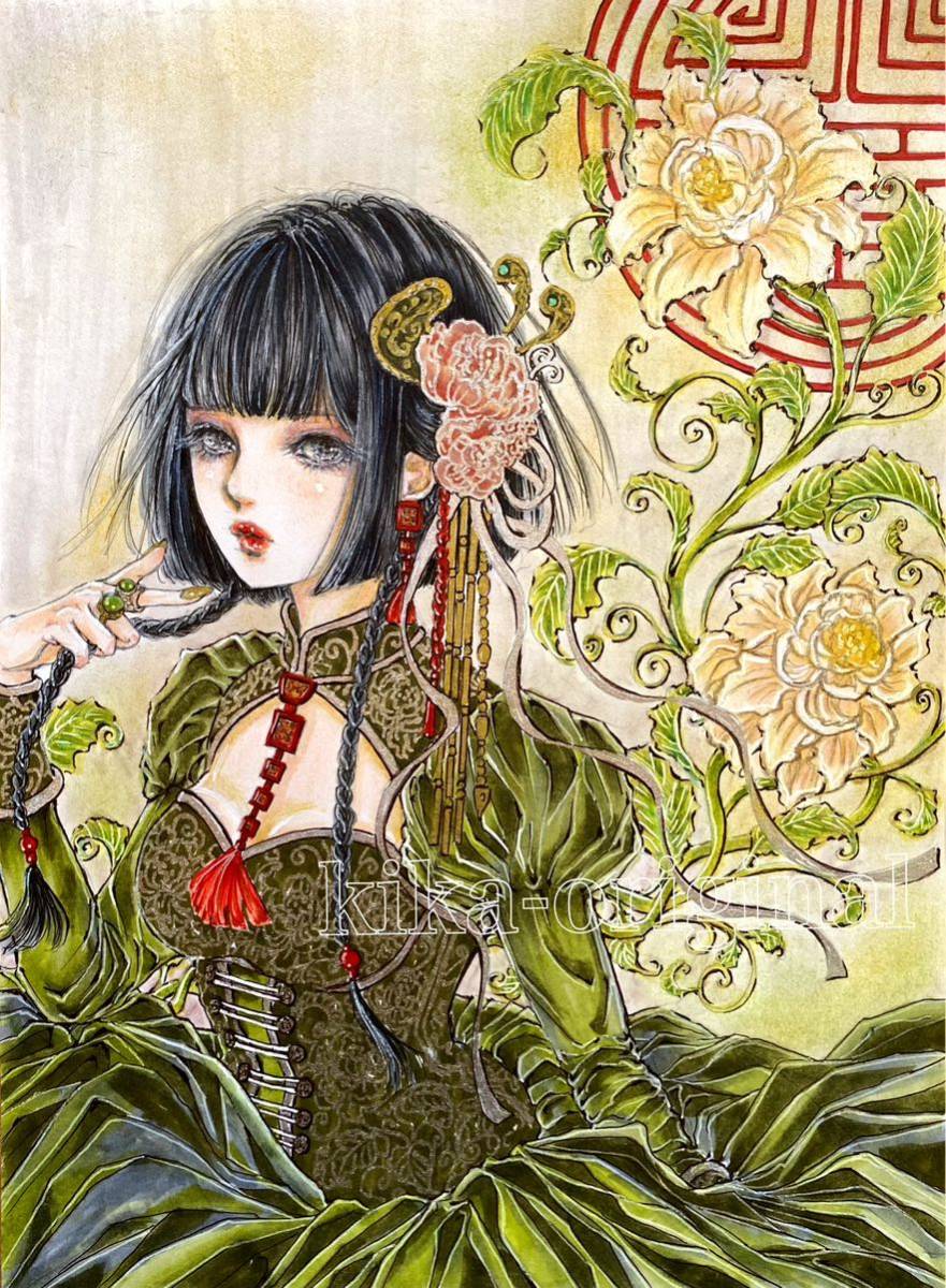 kika ручные иллюстрации [..] оригинал исходная картина 24.5×18.!# девочка # произведение # искусство # аналог #oli Cara # Gothic and Lolita 