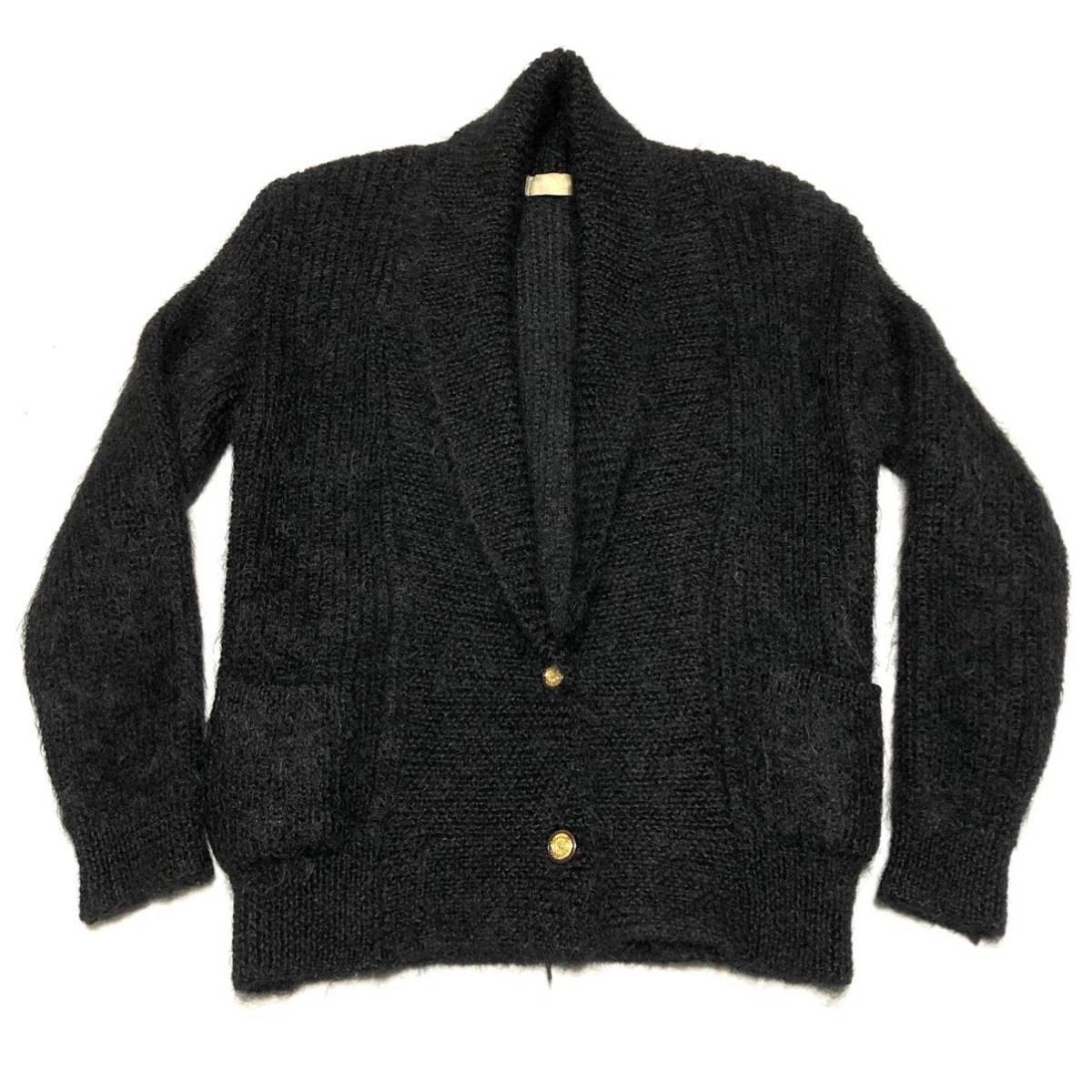 Vintage Mohair Cardigan Black ビンテージ モヘア カーディガン ブラック 日本製 ニットカーディガン ニットセーター_画像1