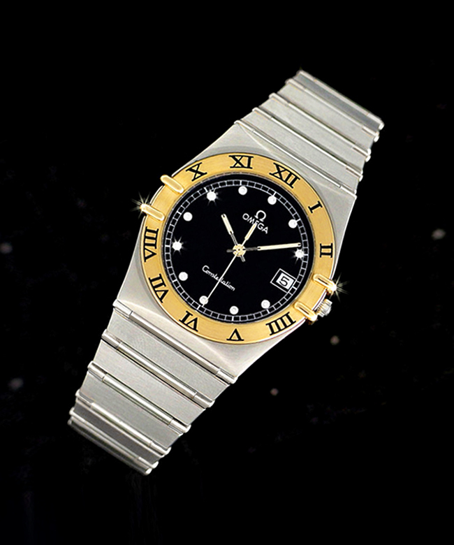【オメガ】OMEGA Constellation 希少 黒文字盤&最高級11Pダイヤメンズ腕時計【新品仕上げ】