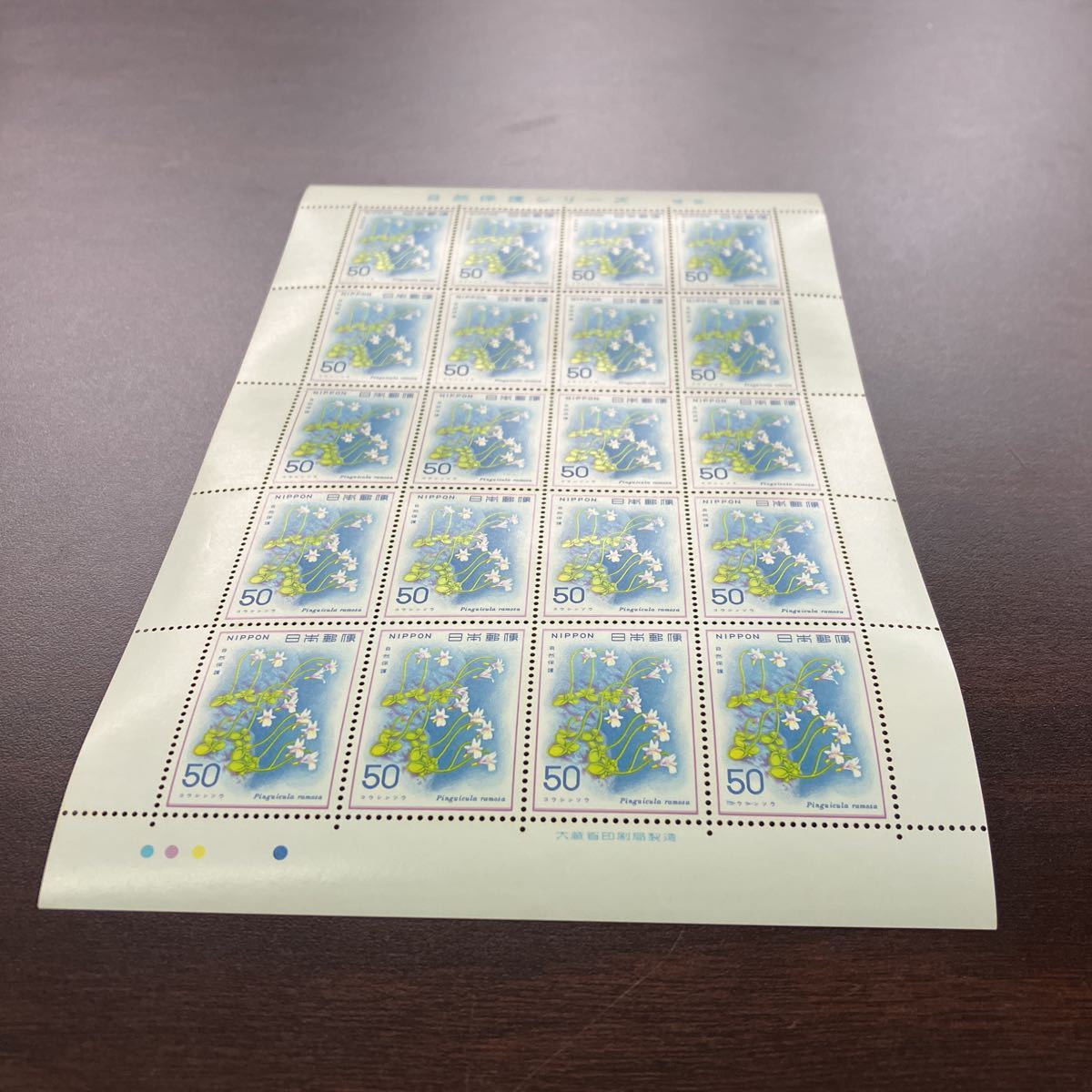 【未使用】自然保護シリーズ 植物 コウシンソウ 50円×20枚 切手 シート 記念切手の画像3