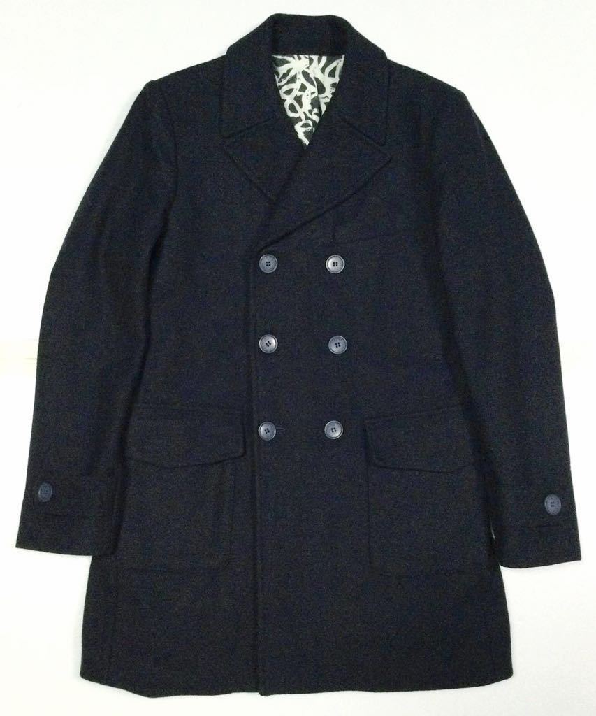注目 ウールコート/ピーコート 36」ダブルブレステッド 美品!!「OFFICINA Black UE製 SIZE:46 Sサイズ 注目 ウールコート/ピーコート 36」ダブルブレステッド 美品!!「OFFICINA Black UE製 SIZE:46 Sサイズ